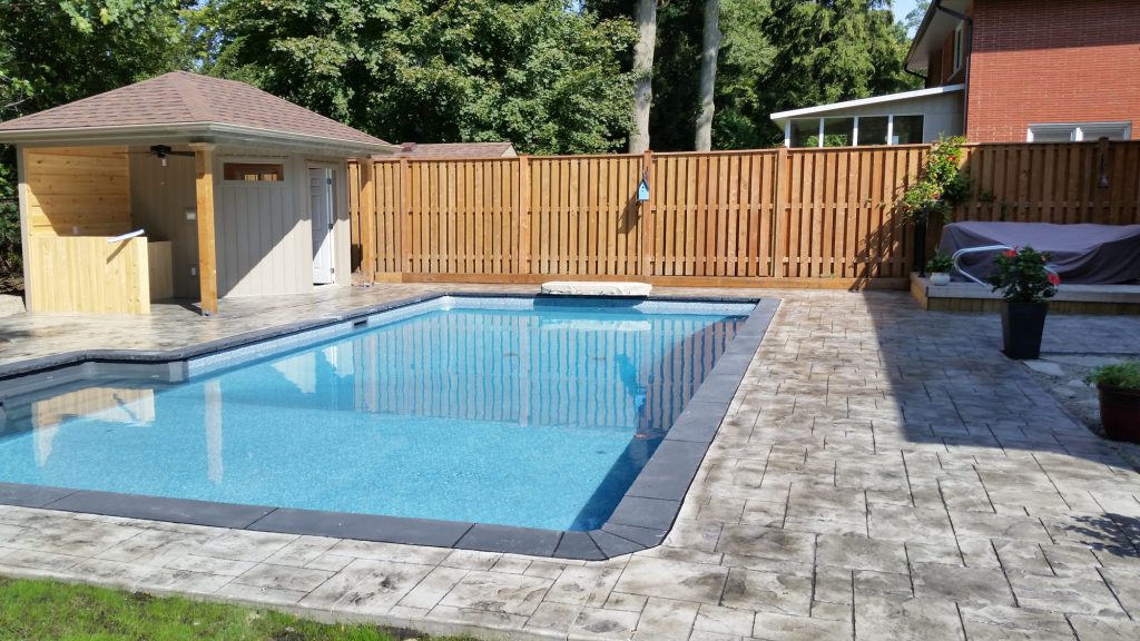 Stamped concrete pool deck in Southwestern Ontario